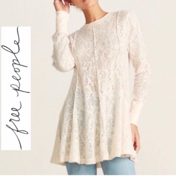 NWT Free People Coffee in the Morning Lace Tunic, Sz Small - Picture 2 of 12